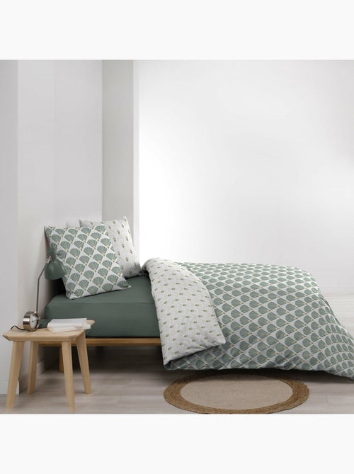 Parure de lit 240x220 cm + 2 taies – Microfibre imprimée DIANE – Motif vert d’eau & or - Kiabi