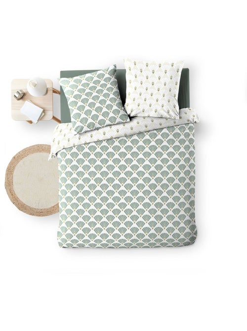 Parure de lit 240x220 cm + 2 taies – Microfibre imprimée DIANE – Motif vert d’eau & or - Kiabi