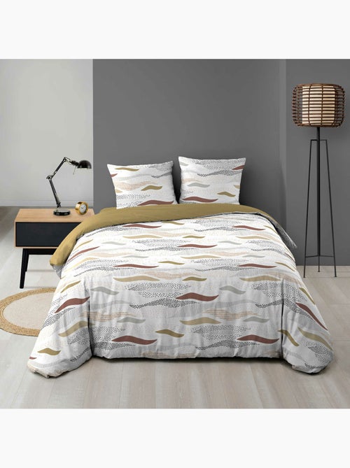 Parure de lit 240x220 cm + 2 taies – Microfibre imprimée ZENITH – Motif ondulé tons naturels - Kiabi