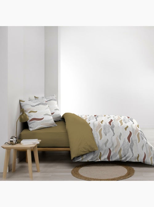 Parure de lit 240x220 cm + 2 taies – Microfibre imprimée ZENITH – Motif ondulé tons naturels - Kiabi