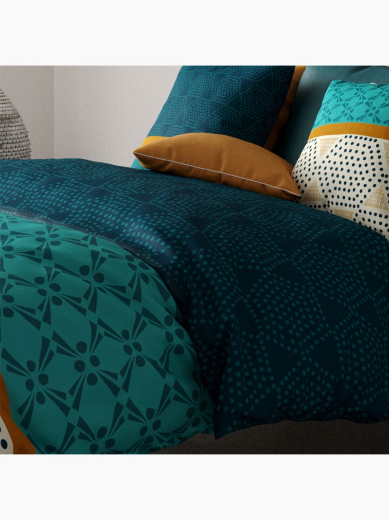 Parure de lit 240x260 cm coton 57 fils - 3 pièces Ada Vert - Kiabi