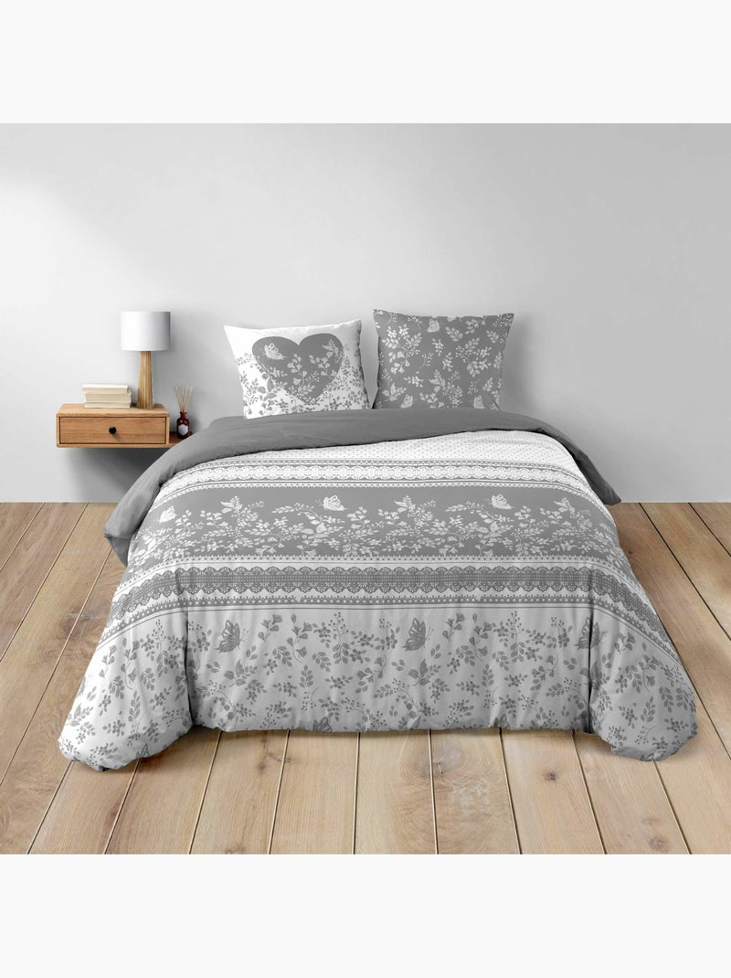 Parure de lit 3 pièces – 100% coton – 42 fils Annie Gris - Kiabi