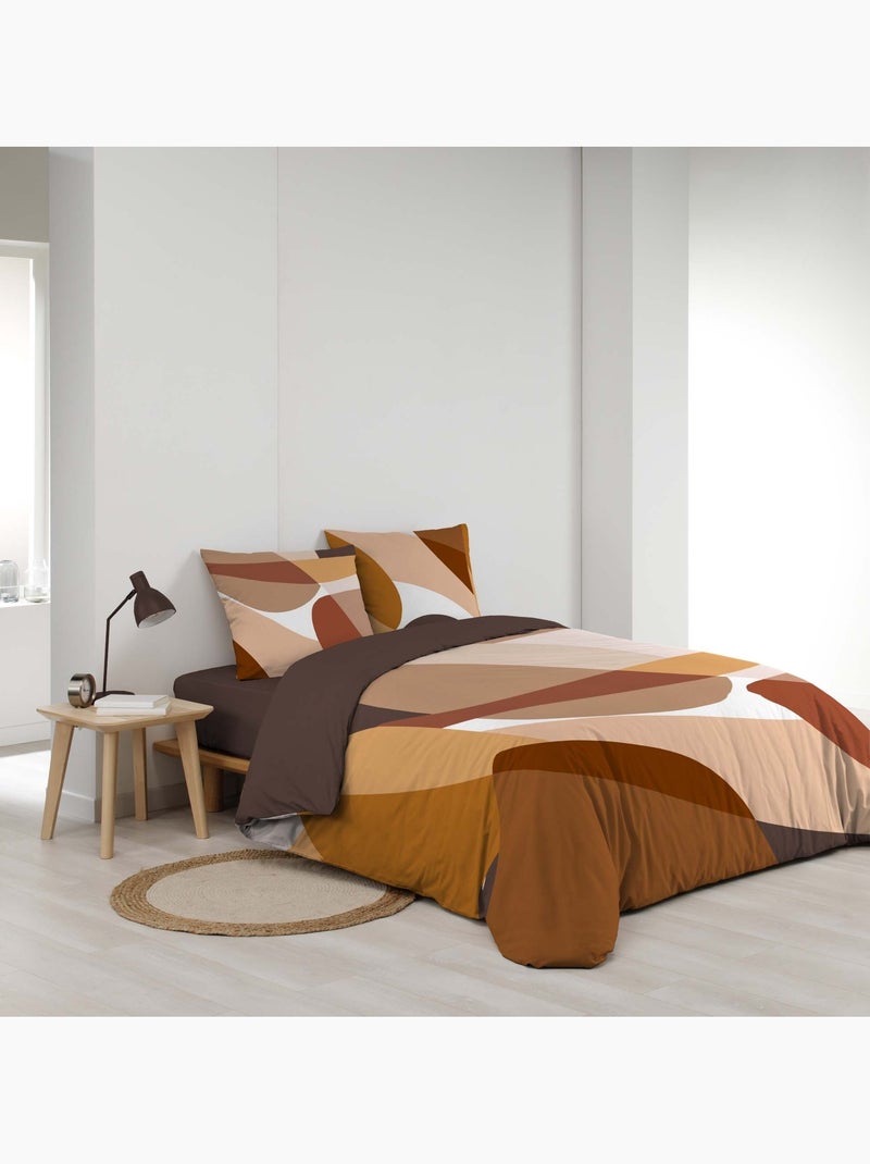 Parure de lit 3 pièces 100% coton 42 fils boogie Marron - Kiabi