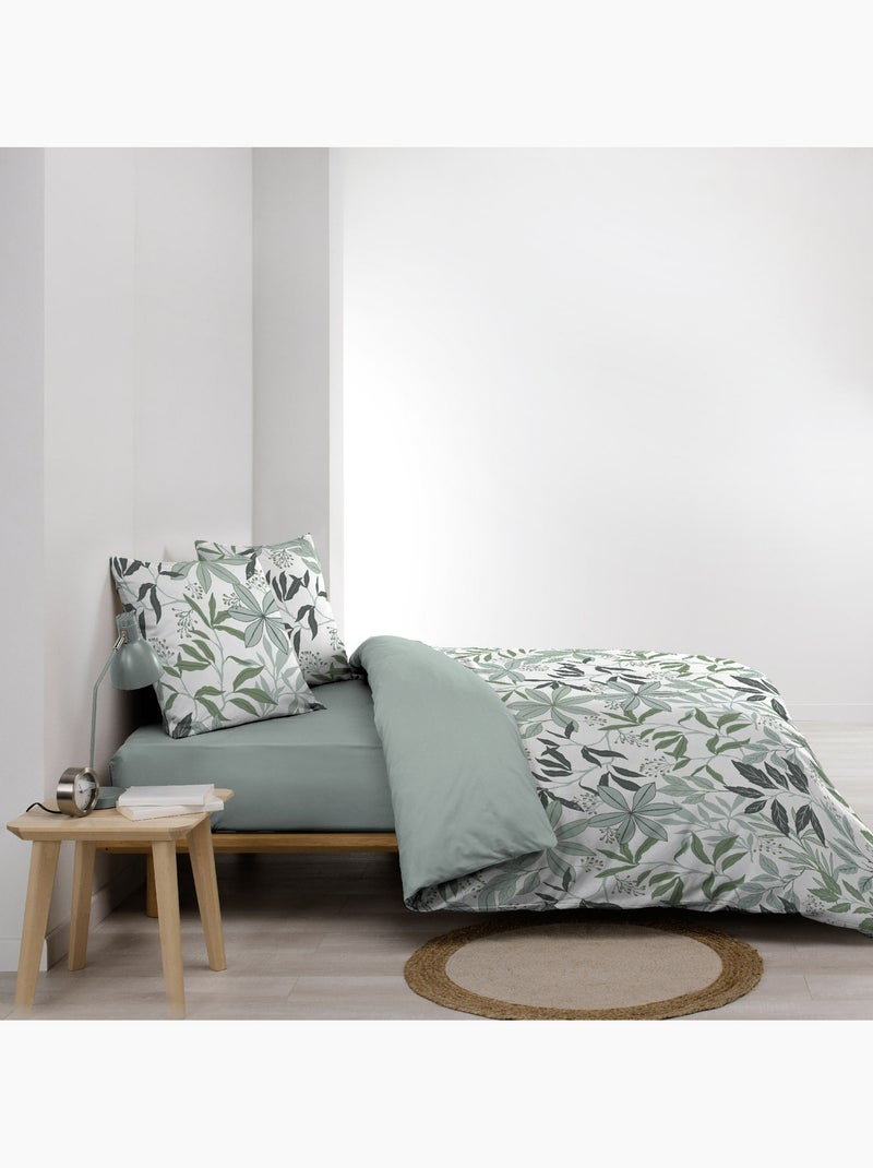 Parure de lit 3 pièces – 100% coton – 42 fils Voltine Vert Sauge - Kiabi
