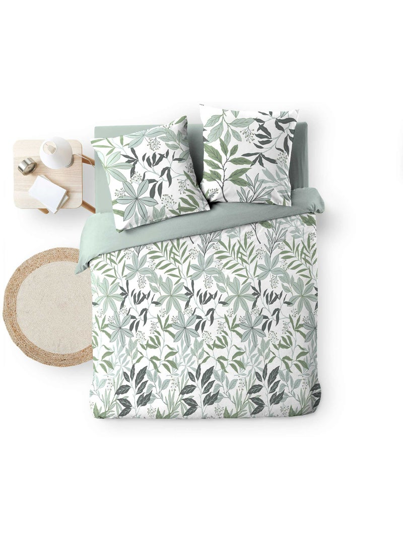 Parure de lit 3 pièces – 100% coton – 42 fils Voltine Vert Sauge - Kiabi