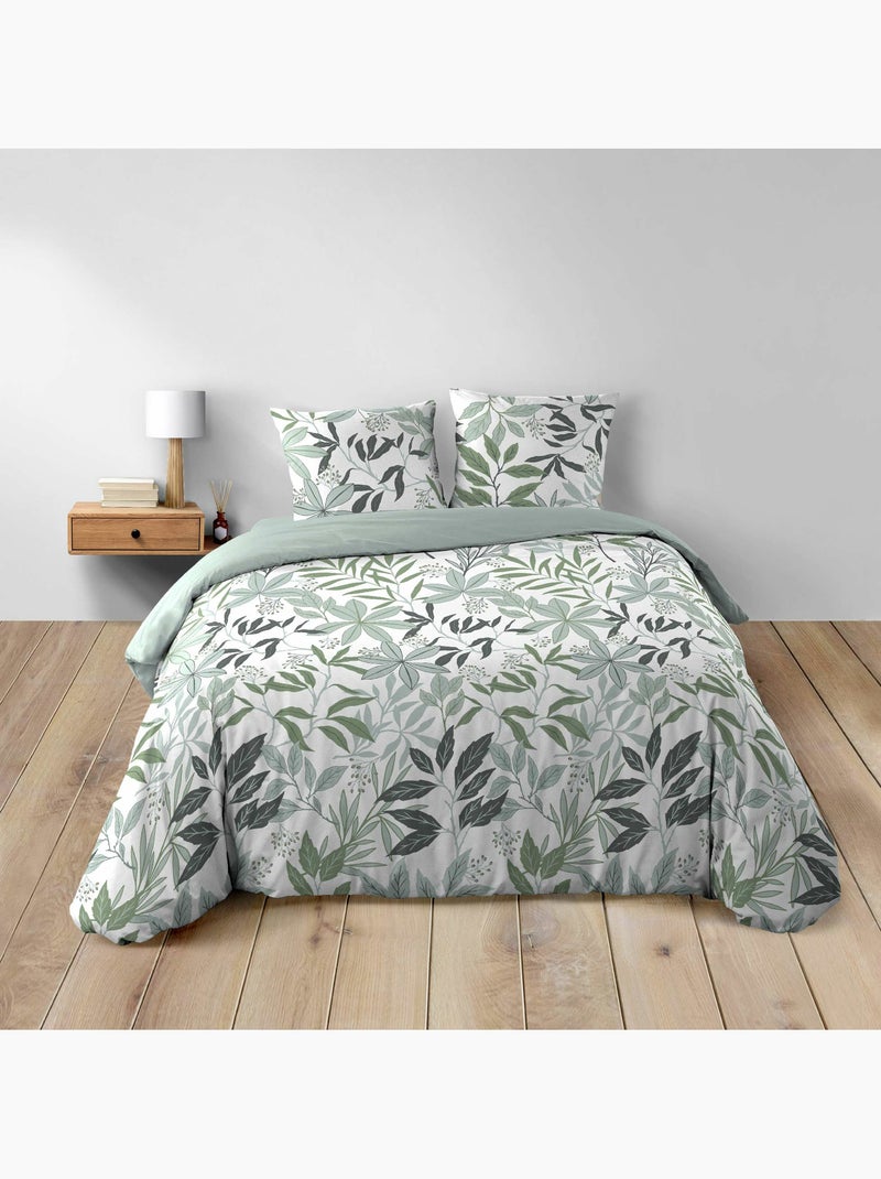 Parure de lit 3 pièces – 100% coton – 42 fils Voltine Vert Sauge - Kiabi