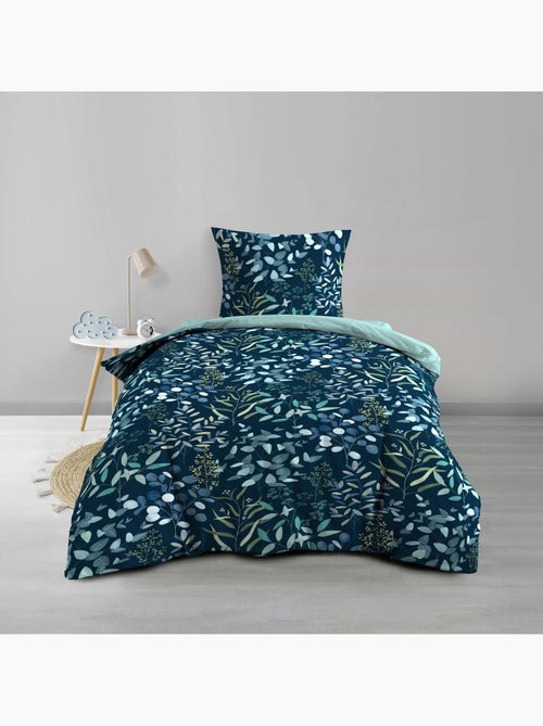 Parure de lit 3 pièces 100% coton à motif végétal housse + taies - Kiabi Parure de lit 3 pièces 100% coton à motif végétal housse + taies - Kiabi