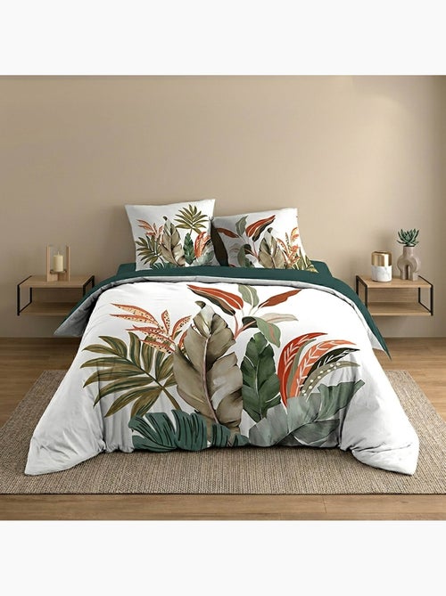 Parure de lit 3 pièces 100 % coton imprimé à motif tropical housse + taies - Kiabi Parure de lit 3 pièces 100 % coton imprimé à motif tropical housse + taies - Kiabi