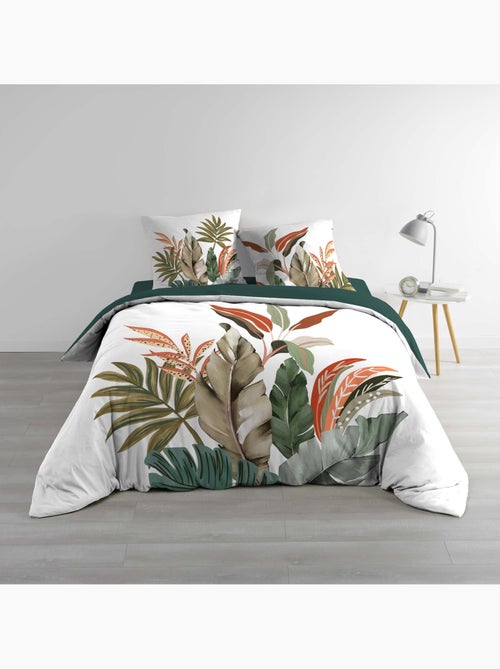 Parure de lit 3 pièces 100 % coton imprimé à motif tropical housse + taies - Kiabi Parure de lit 3 pièces 100 % coton imprimé à motif tropical housse + taies - Kiabi