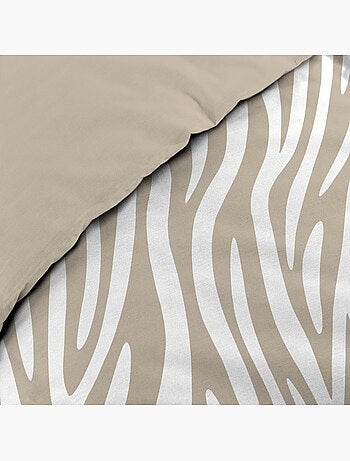 Parure de lit 3 pièces 100 % coton imprimé zèbre housse + taies