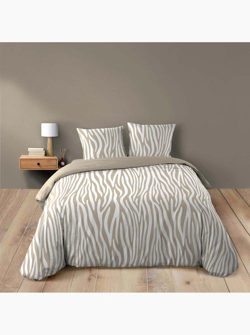 Parure de lit 3 pièces 100 % coton imprimé zèbre housse + taies - Kiabi Parure de lit 3 pièces 100 % coton imprimé zèbre housse + taies - Kiabi