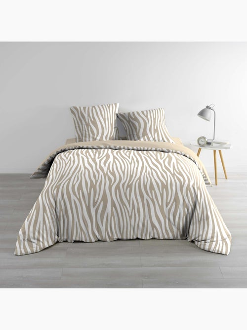 Parure de lit 3 pièces 100 % coton imprimé zèbre housse + taies - Kiabi Parure de lit 3 pièces 100 % coton imprimé zèbre housse + taies - Kiabi