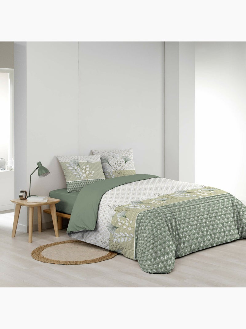Parure de lit 3 pièces – 240 x 220 cm – 100% coton – 42 fils Poetine Vert - Kiabi