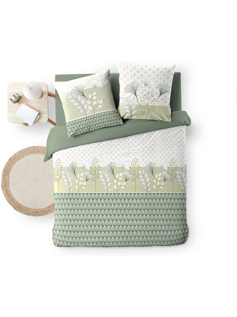 Parure de lit 3 pièces – 240 x 220 cm – 100% coton – 42 fils Poetine Vert - Kiabi
