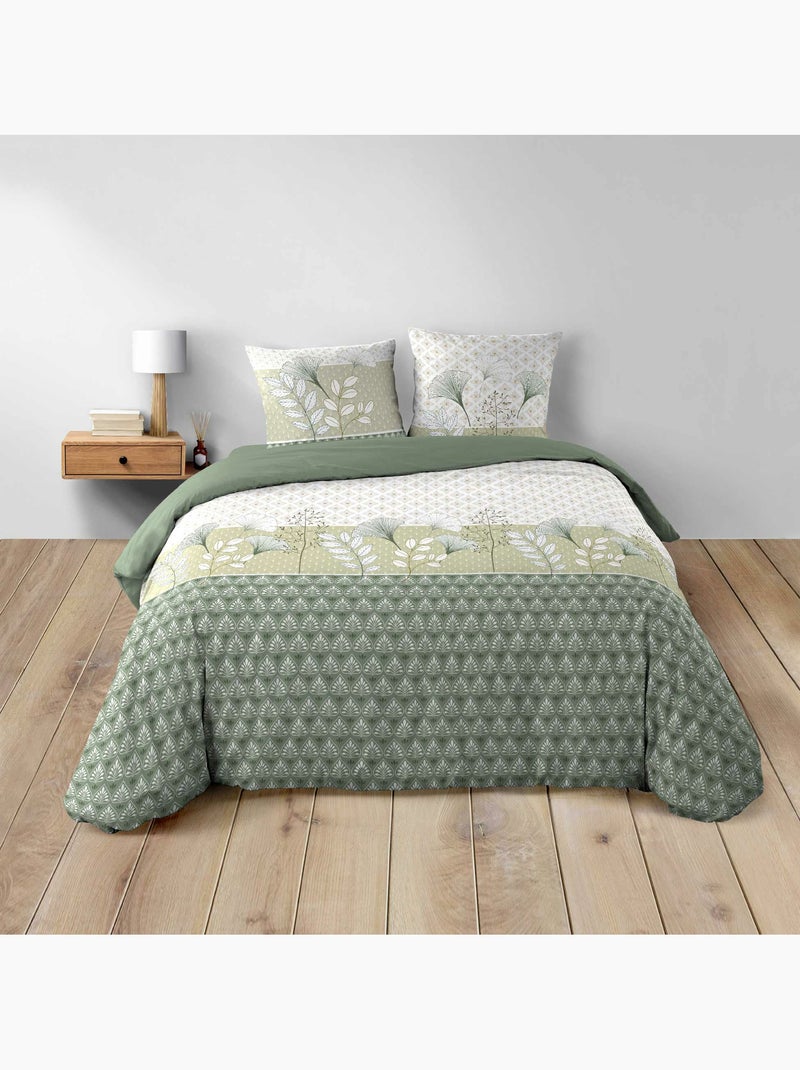 Parure de lit 3 pièces – 240 x 220 cm – 100% coton – 42 fils Poetine Vert - Kiabi