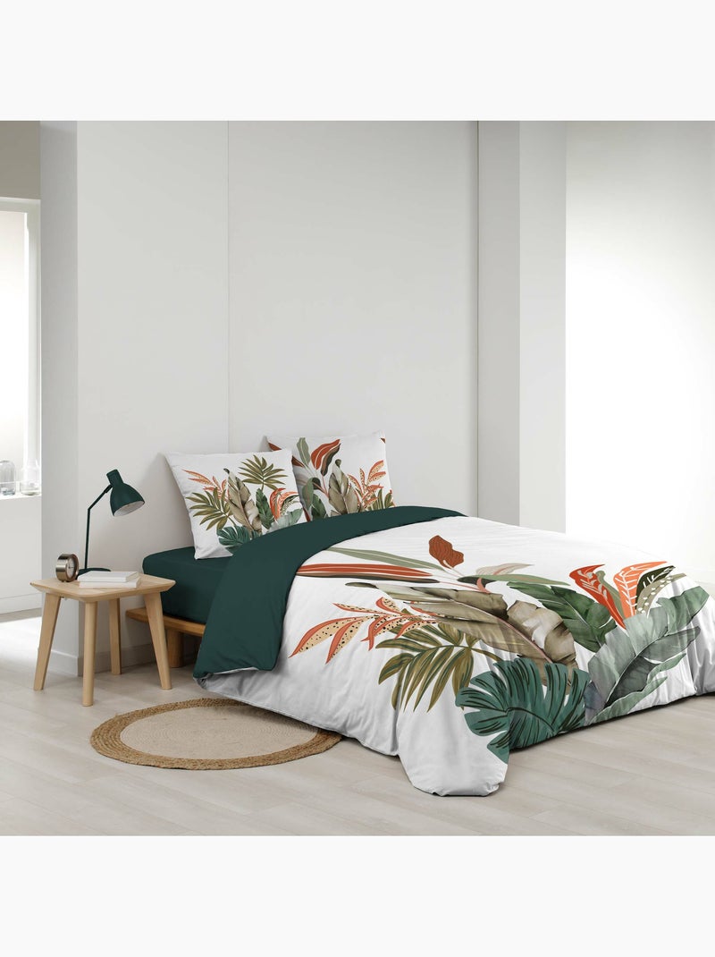 Parure de lit 3 pièces 240 x 220 cm 100% coton 42 fils romy Vert - Kiabi