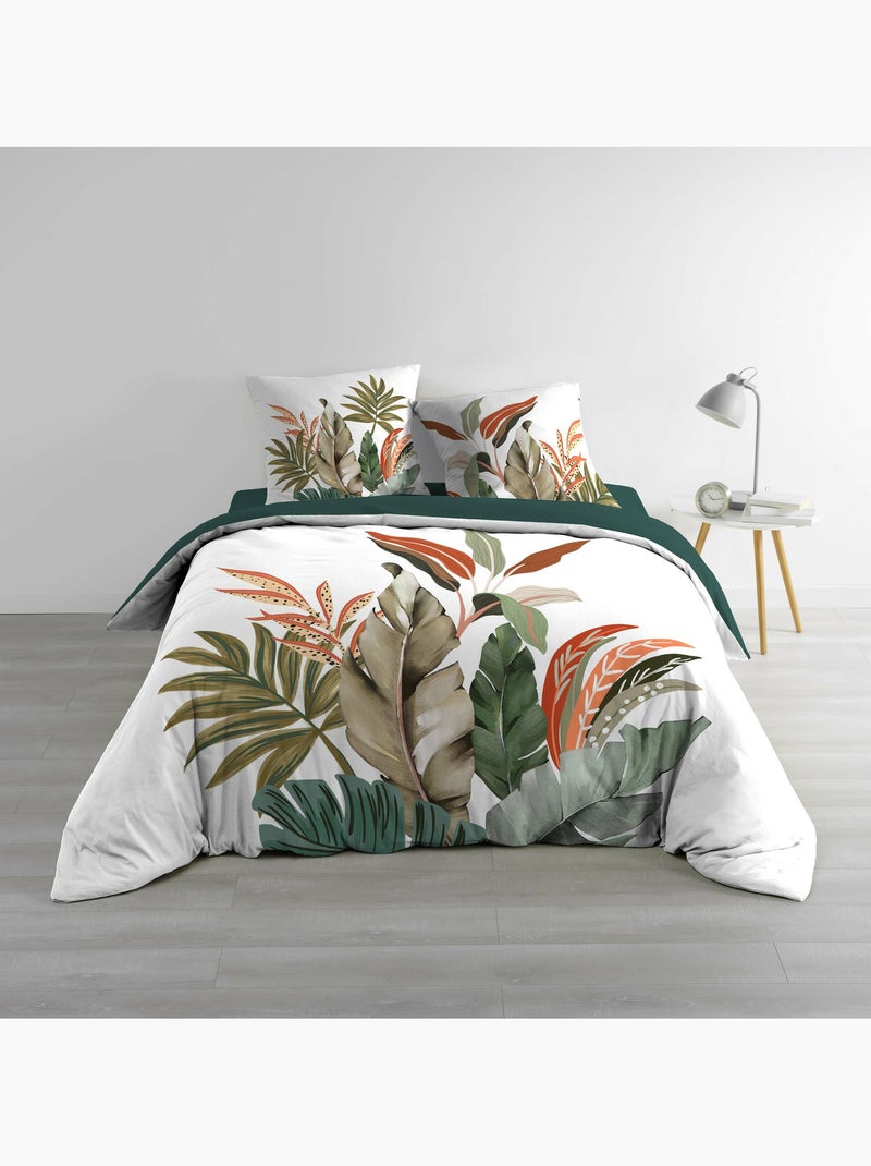 Parure de lit 3 pièces 240 x 220 cm 100% coton 42 fils romy Vert - Kiabi