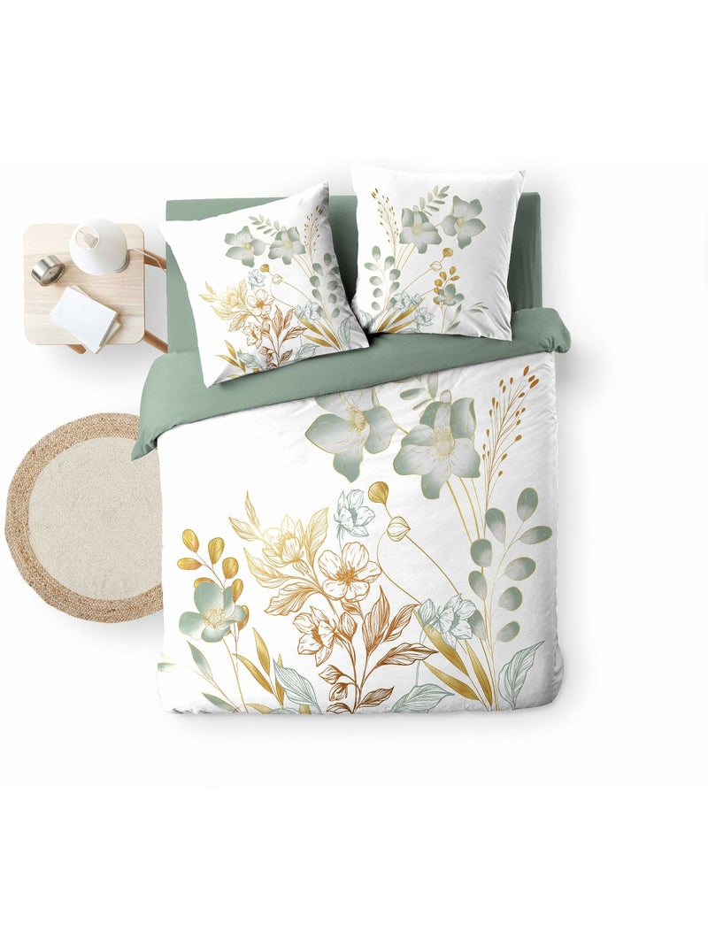 Parure de lit 3 pièces 240 x 220 cm – Coton 42 fils – LOLITA Vert - Kiabi