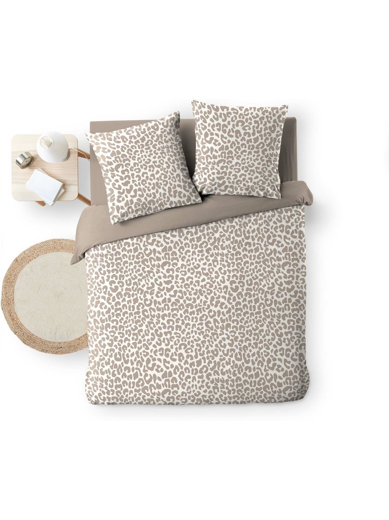 Parure de lit 3 pièces 240 x 220 cm imprimé 100% coton 42 fils wild Beige - Kiabi