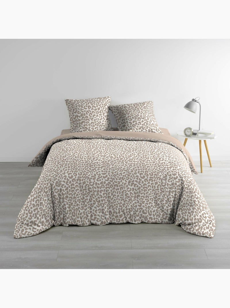 Parure de lit 3 pièces 240 x 220 cm imprimé 100% coton 42 fils wild Beige - Kiabi