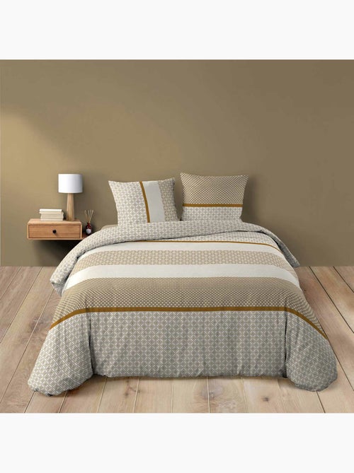 Parure de lit 3 pièces 240 x 220 cm imprimé coton 42 fils meiko naturel - Kiabi Parure de lit 3 pièces 240 x 220 cm imprimé coton 42 fils meiko naturel - Kiabi