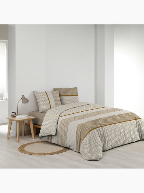 Parure de lit 3 pièces 240 x 220 cm imprimé coton 42 fils meiko naturel - Kiabi Parure de lit 3 pièces 240 x 220 cm imprimé coton 42 fils meiko naturel - Kiabi