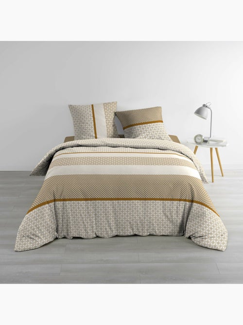 Parure de lit 3 pièces 240 x 220 cm imprimé coton 42 fils meiko naturel - Kiabi Parure de lit 3 pièces 240 x 220 cm imprimé coton 42 fils meiko naturel - Kiabi