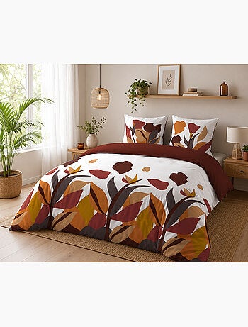 Parure de lit 3 pièces 240 x 220 cm imprimée coton 57 fils paloma