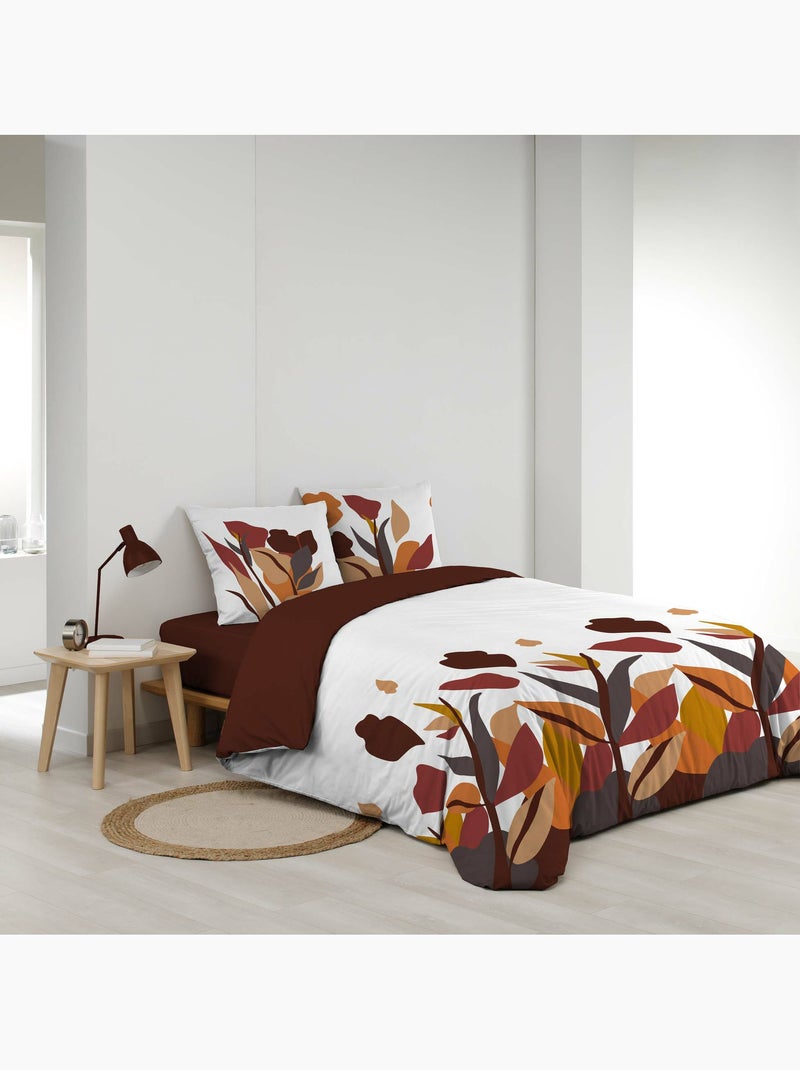 Parure de lit 3 pièces 240 x 220 cm imprimée coton 57 fils paloma Rouge - Kiabi
