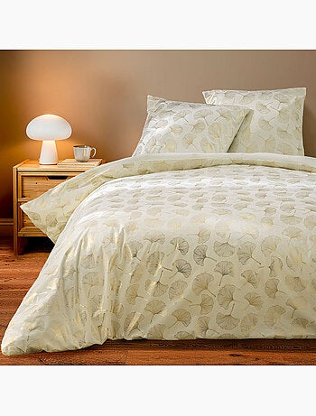 Parure de lit 3 pièces 240 x 220 cm velours imprimé métallisé ginkoa