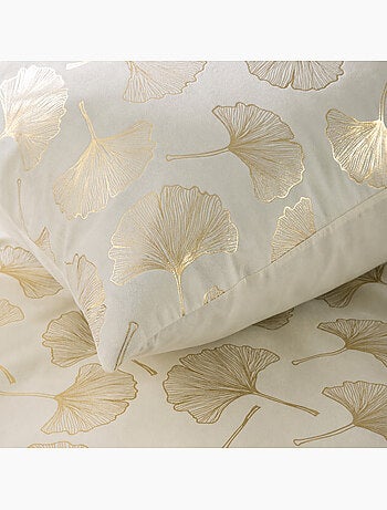 Parure de lit 3 pièces 240 x 220 cm velours imprimé métallisé ginkoa