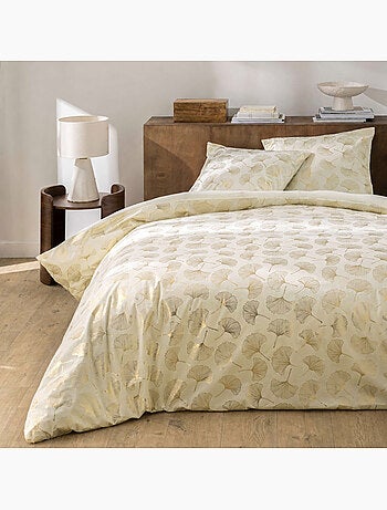 Parure de lit 3 pièces 240 x 220 cm velours imprimé métallisé ginkoa