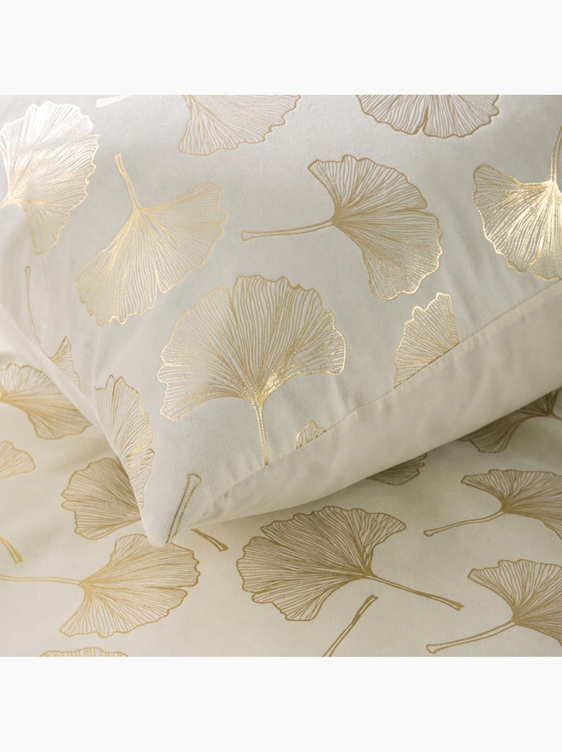 Parure de lit 3 pièces 240 x 220 cm velours imprimé métallisé ginkoa Beige naturel - Kiabi