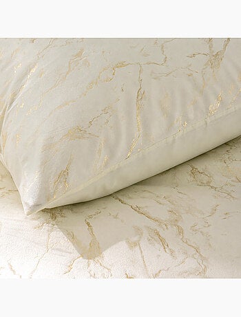 Parure de lit 3 pièces 240 x 220 cm velours imprimé métallisé marius