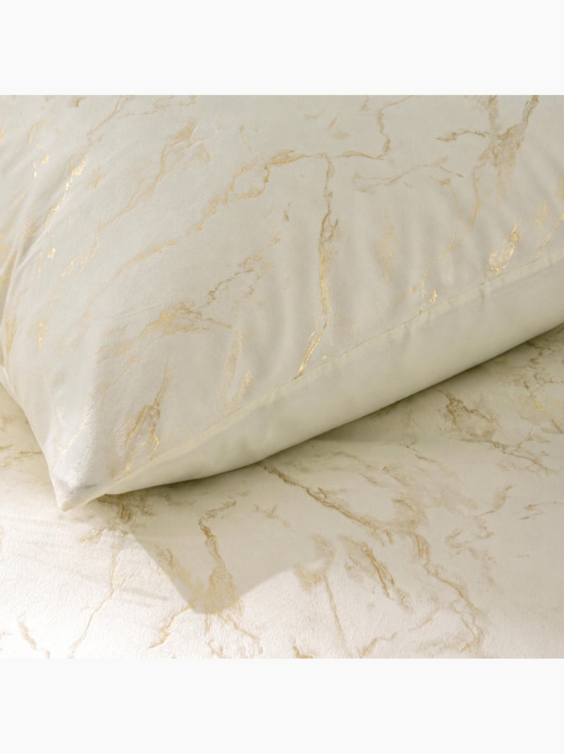 Parure de lit 3 pièces 240 x 220 cm velours imprimé métallisé marius Beige naturel - Kiabi