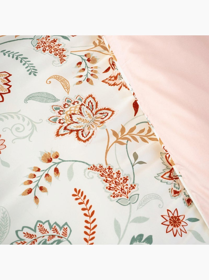 Parure de lit 3 pièces à fleurs réversible Rose pastel - Kiabi