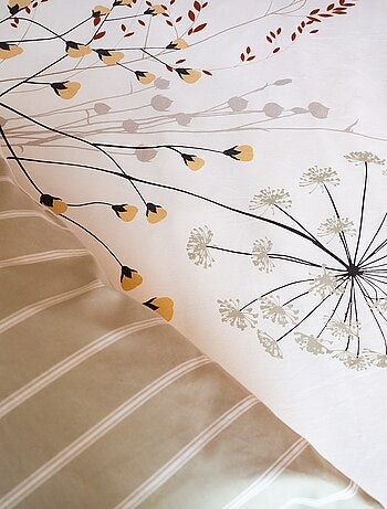 Parure de lit 3 pièces à fleurs verso rayures