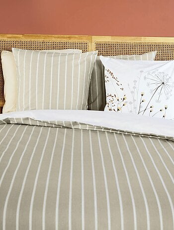 Parure de lit 3 pièces à fleurs verso rayures