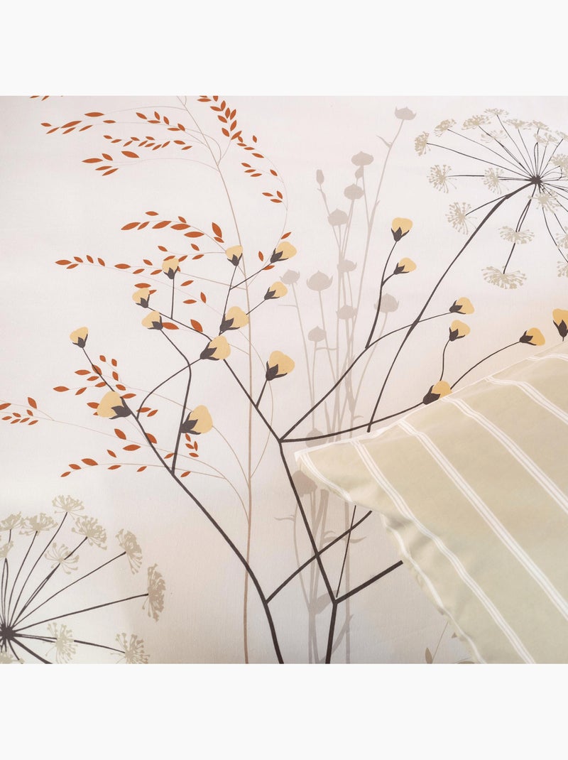 Parure de lit 3 pièces à fleurs verso rayures Blanc - Kiabi