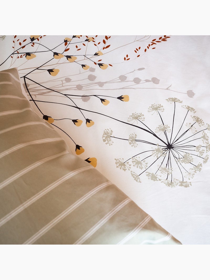 Parure de lit 3 pièces à fleurs verso rayures Blanc - Kiabi