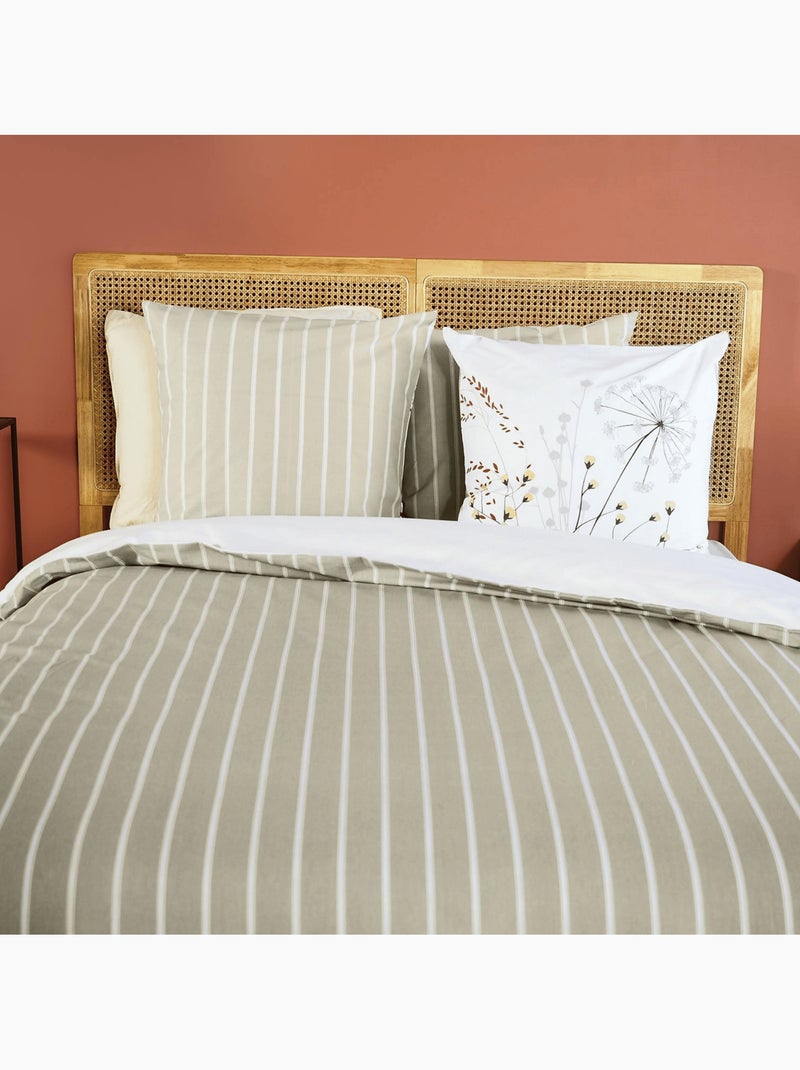 Parure de lit 3 pièces à fleurs verso rayures Blanc - Kiabi