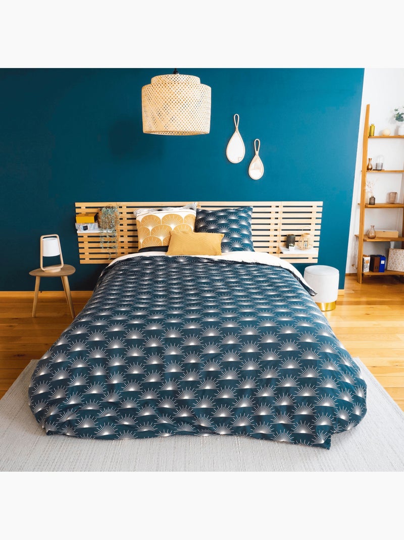 Parure de lit 3 pièces à motifs géométriques Bleu - Kiabi