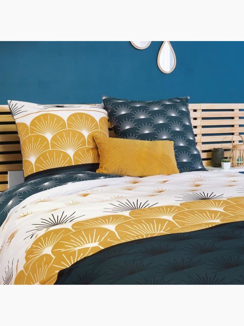 Parure de lit 3 pièces à motifs géométriques Bleu - Kiabi