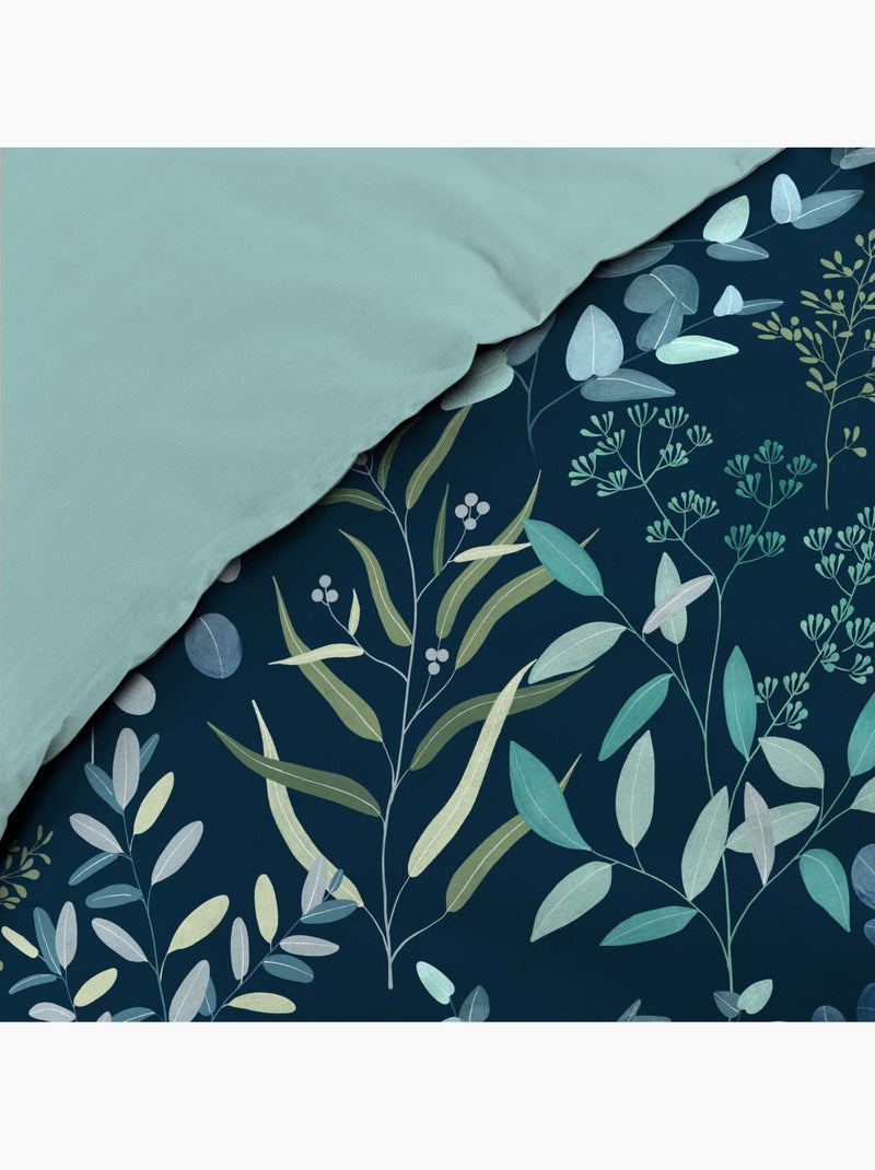 Parure de lit 3 pièces coton 57 fils imprimée allover stacy Bleu - Kiabi