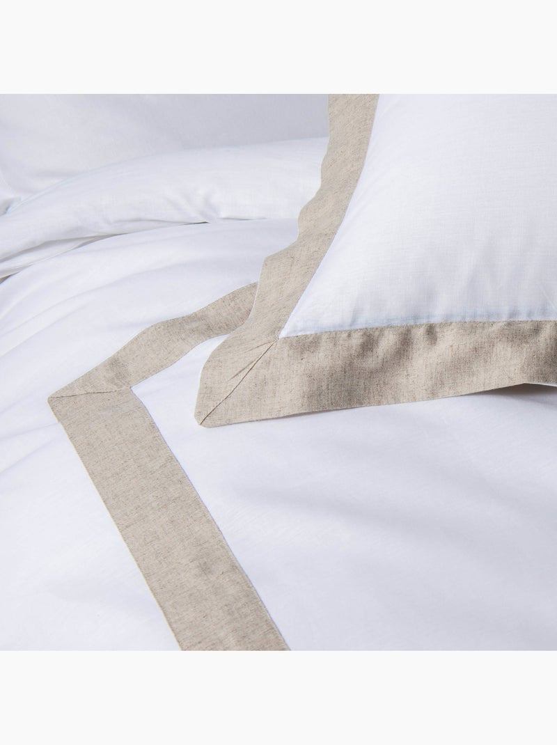 Parure de lit 3 Pièces coton et lin Blanc - Kiabi