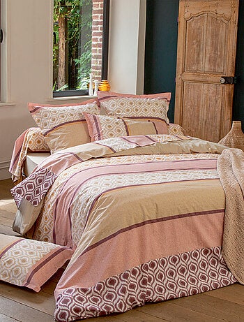 Parure de lit 3 pièces coton ethnique housse + taies