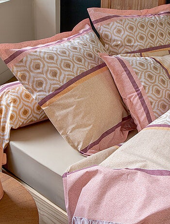 Parure de lit 3 pièces coton ethnique housse + taies