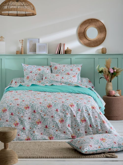 Parure de lit 3 pièces coton floral exotique housse + taies - Kiabi Parure de lit 3 pièces coton floral exotique housse + taies - Kiabi
