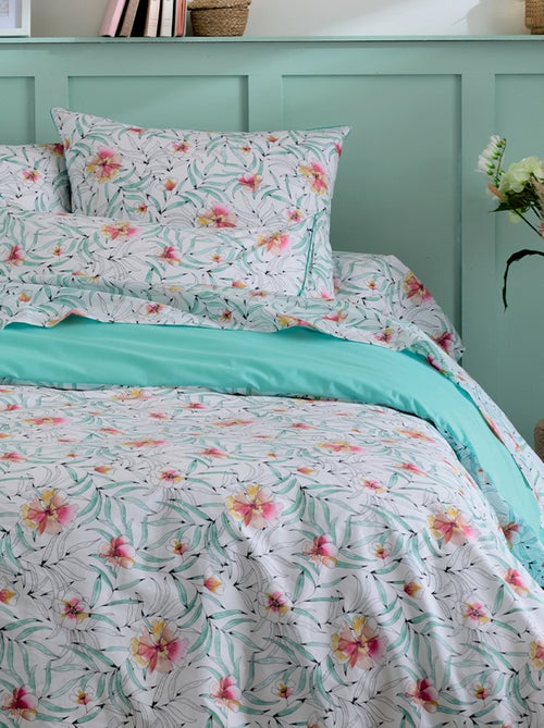 Parure de lit 3 pièces coton floral exotique housse + taies - Kiabi Parure de lit 3 pièces coton floral exotique housse + taies - Kiabi