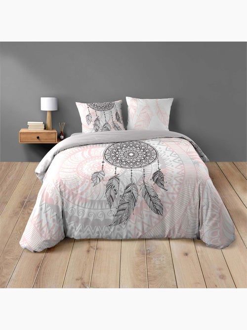 Parure de lit 3 pièces coton motif attrape-rêves housse + taies - Kiabi